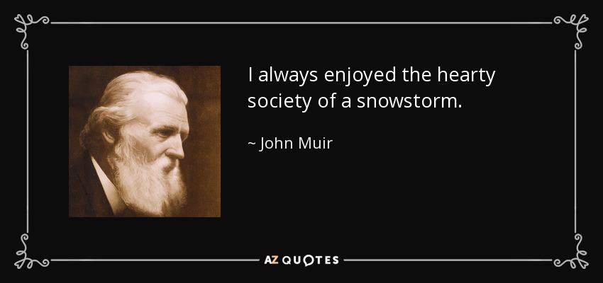 I always enjoyed the hearty society of a snowstorm. - John Muir