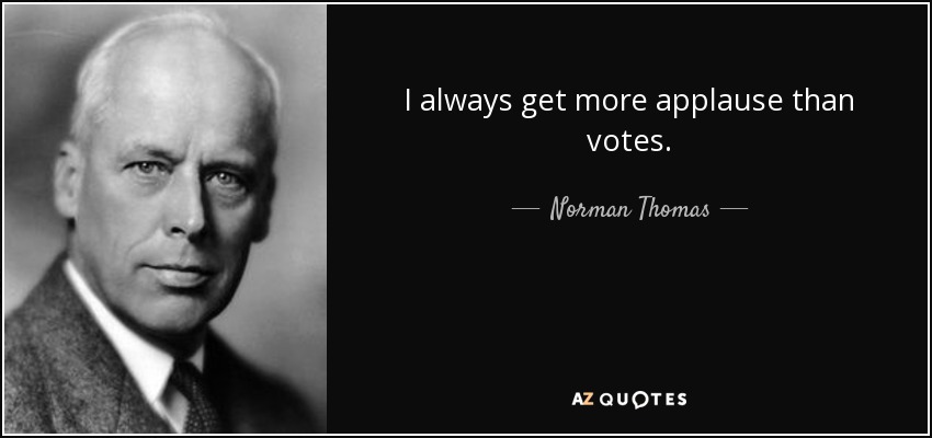I always get more applause than votes. - Norman Thomas