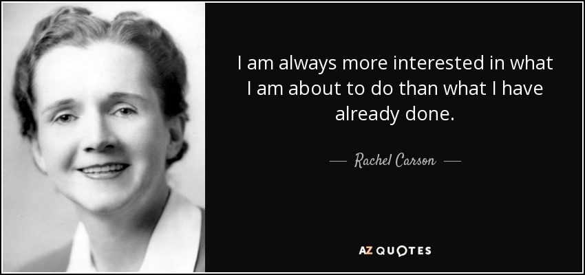 I am always more interested in what I am about to do than what I have already done. - Rachel Carson