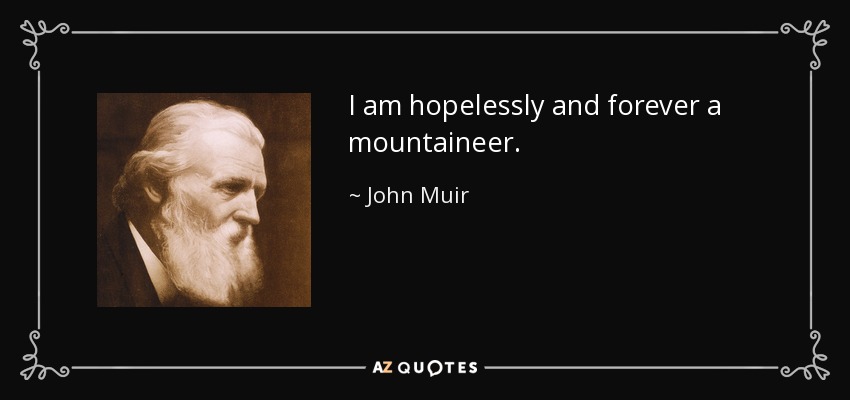 I am hopelessly and forever a mountaineer. - John Muir