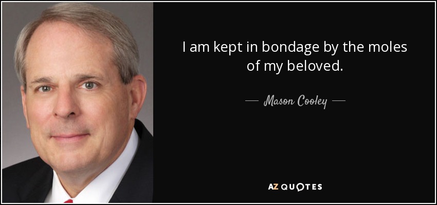 I am kept in bondage by the moles of my beloved. - Mason Cooley
