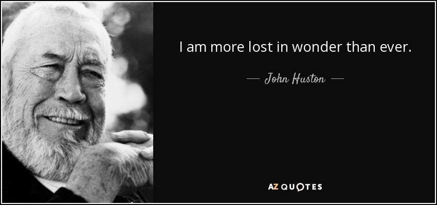 I am more lost in wonder than ever. - John Huston