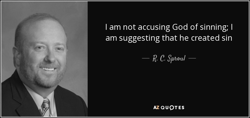 I am not accusing God of sinning; I am suggesting that he created sin - R. C. Sproul, Jr.
