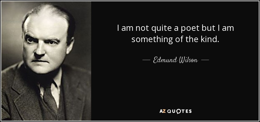 I am not quite a poet but I am something of the kind. - Edmund Wilson