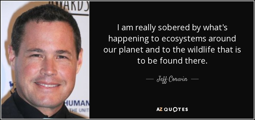 I am really sobered by what's happening to ecosystems around our planet and to the wildlife that is to be found there. - Jeff Corwin