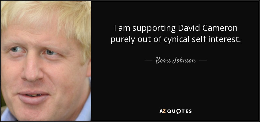 I am supporting David Cameron purely out of cynical self-interest. - Boris Johnson