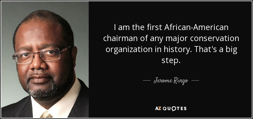 I am the first African-American chairman of any major conservation organization in history. That's a big step. - Jerome Ringo