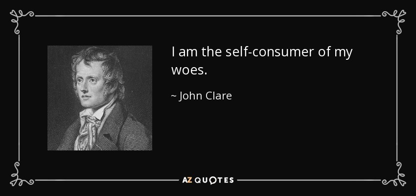 I am the self-consumer of my woes. - John Clare