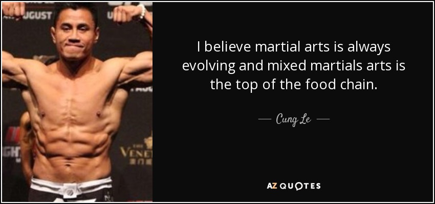 I believe martial arts is always evolving and mixed martials arts is the top of the food chain. - Cung Le