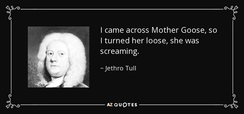 I came across Mother Goose, so I turned her loose, she was screaming. - Jethro Tull