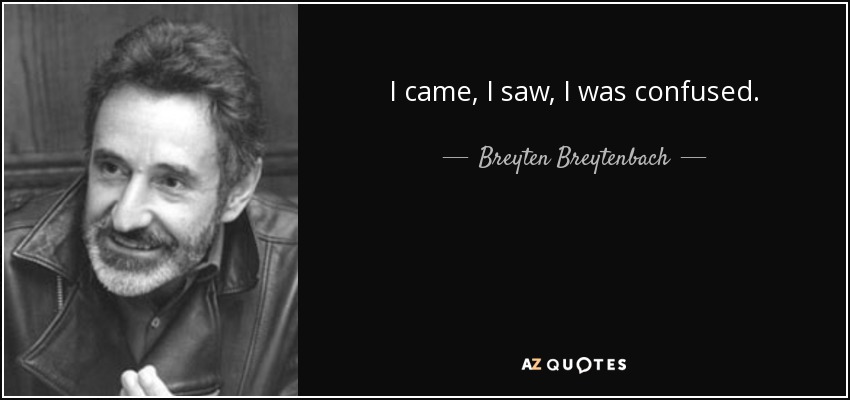 I came, I saw, I was confused. - Breyten Breytenbach
