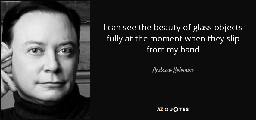 I can see the beauty of glass objects fully at the moment when they slip from my hand - Andrew Solomon
