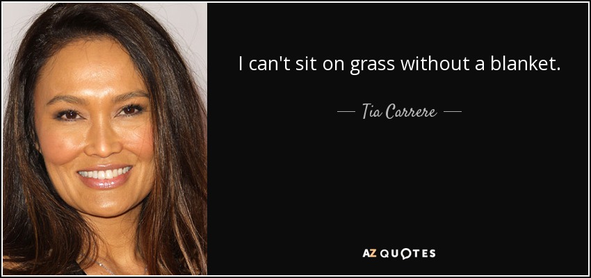 I can't sit on grass without a blanket. - Tia Carrere