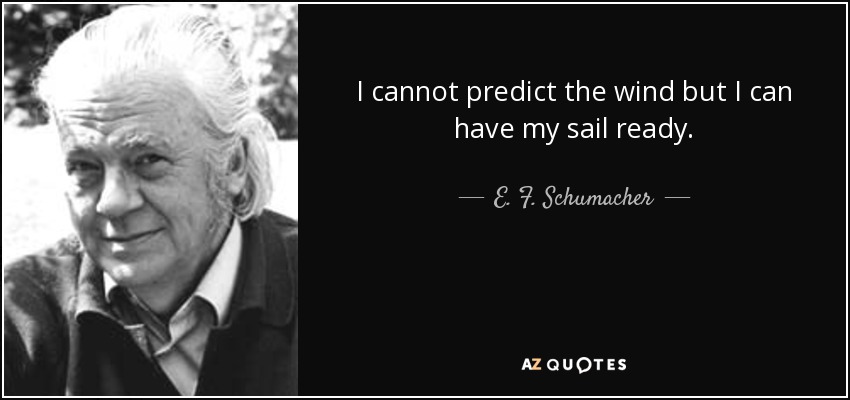 I cannot predict the wind but I can have my sail ready. - E. F. Schumacher