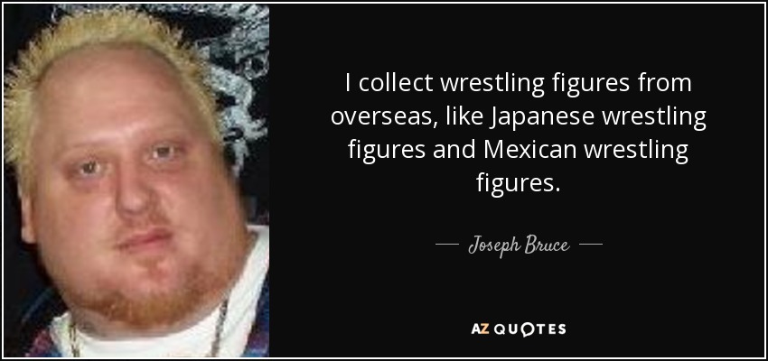 I collect wrestling figures from overseas, like Japanese wrestling figures and Mexican wrestling figures. - Joseph Bruce
