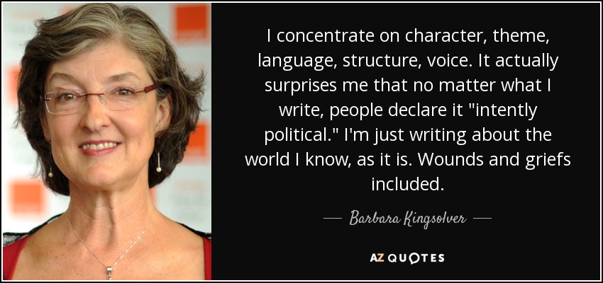 I concentrate on character, theme, language, structure, voice. It actually surprises me that no matter what I write, people declare it 