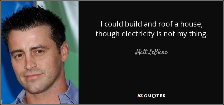 I could build and roof a house, though electricity is not my thing. - Matt LeBlanc