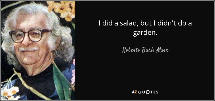 I did a salad, but I didn't do a garden. - Roberto Burle Marx