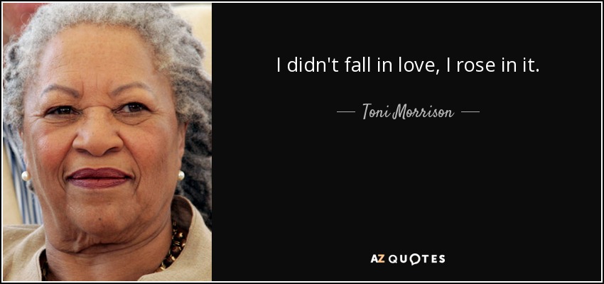 I didn't fall in love, I rose in it. - Toni Morrison