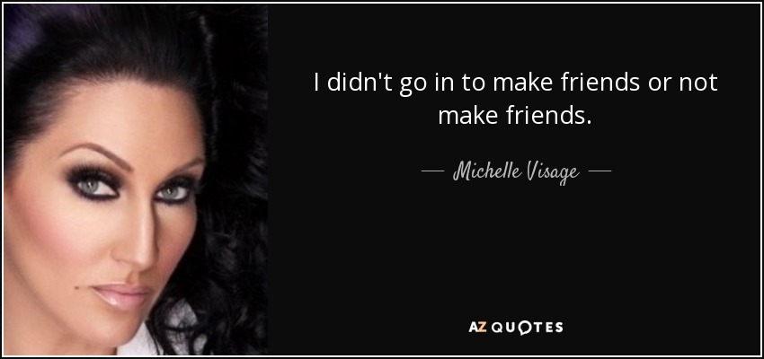 I didn't go in to make friends or not make friends. - Michelle Visage