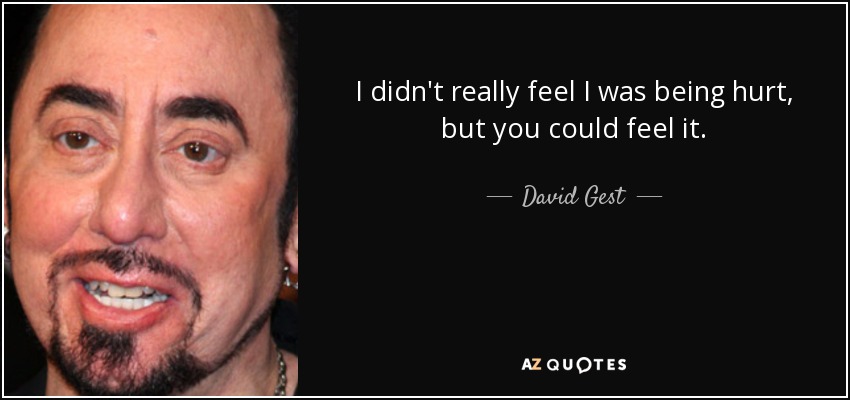 I didn't really feel I was being hurt, but you could feel it. - David Gest