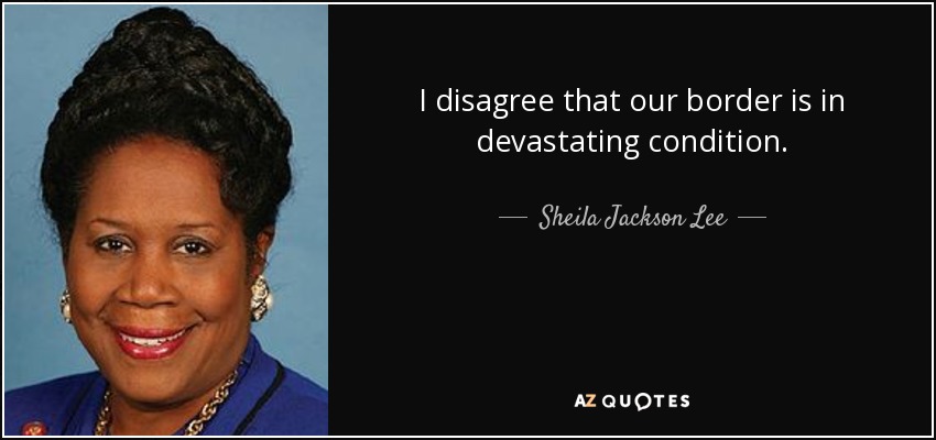 I disagree that our border is in devastating condition. - Sheila Jackson Lee