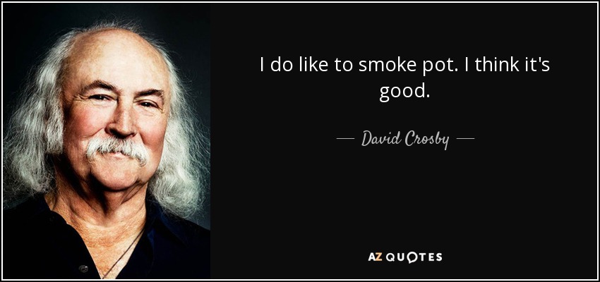 I do like to smoke pot. I think it's good. - David Crosby