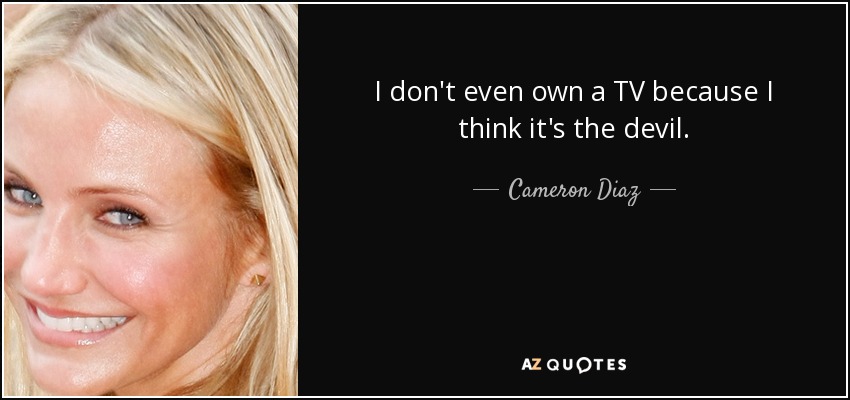 I don't even own a TV because I think it's the devil. - Cameron Diaz