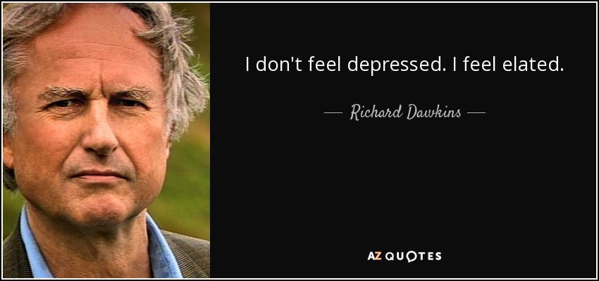 I don't feel depressed. I feel elated. - Richard Dawkins