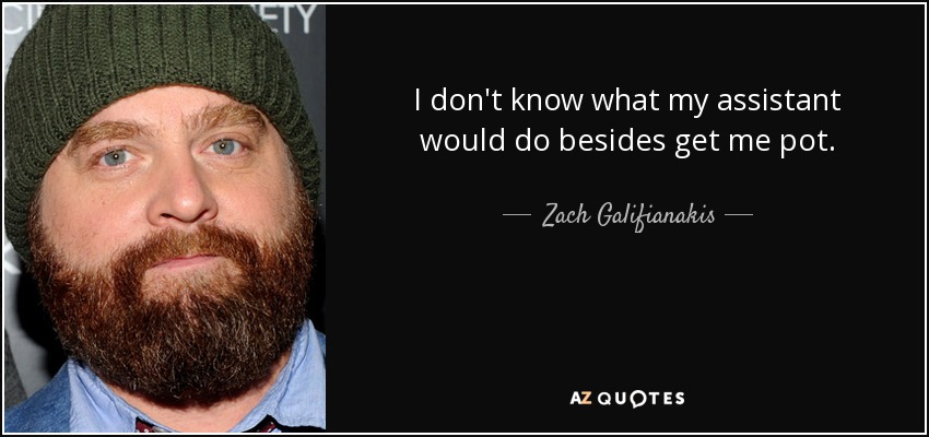 I don't know what my assistant would do besides get me pot. - Zach Galifianakis