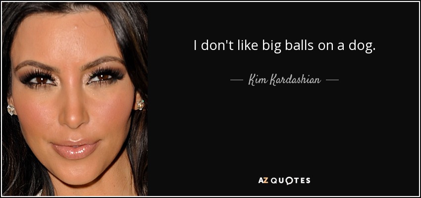 I don't like big balls on a dog. - Kim Kardashian