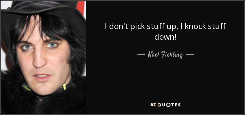 I don't pick stuff up, I knock stuff down! - Noel Fielding