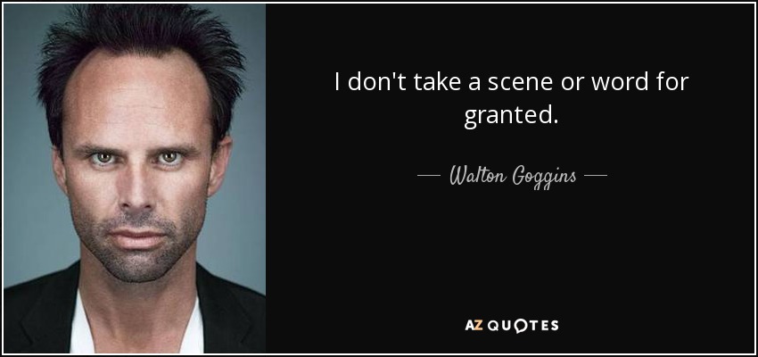 I don't take a scene or word for granted. - Walton Goggins