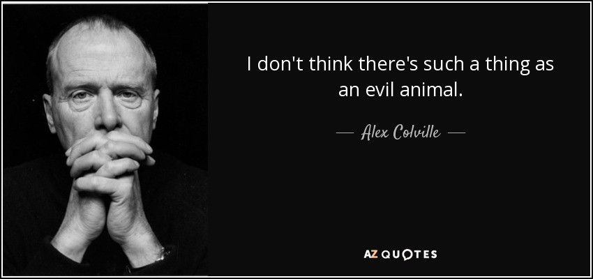 I don't think there's such a thing as an evil animal. - Alex Colville