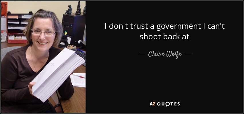 I don't trust a government I can't shoot back at - Claire Wolfe