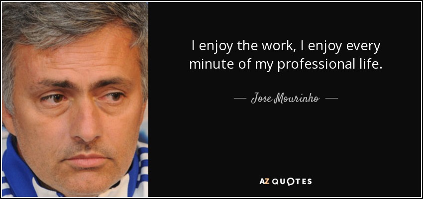 I enjoy the work, I enjoy every minute of my professional life. - Jose Mourinho