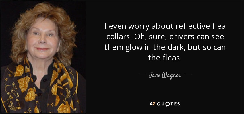 I even worry about reflective flea collars. Oh, sure, drivers can see them glow in the dark, but so can the fleas. - Jane Wagner