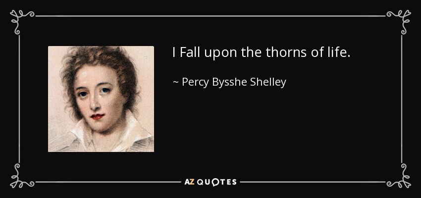 I Fall upon the thorns of life. - Percy Bysshe Shelley