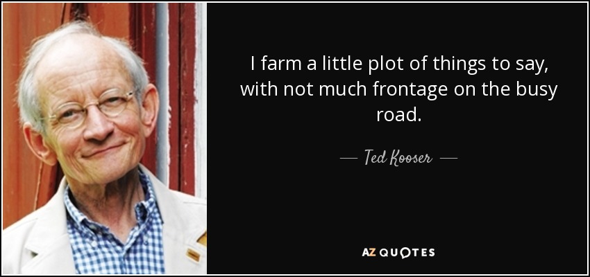 I farm a little plot of things to say, with not much frontage on the busy road. - Ted Kooser
