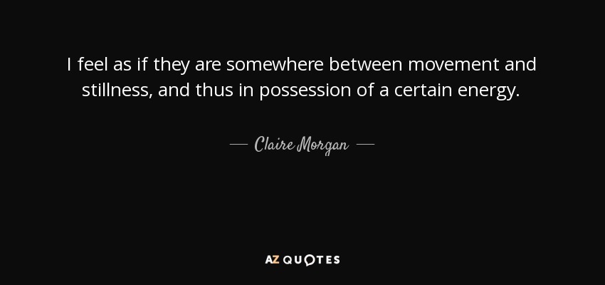 I feel as if they are somewhere between movement and stillness, and thus in possession of a certain energy. - Claire Morgan