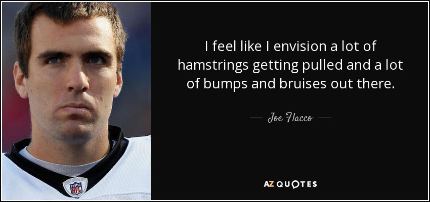 I feel like I envision a lot of hamstrings getting pulled and a lot of bumps and bruises out there. - Joe Flacco