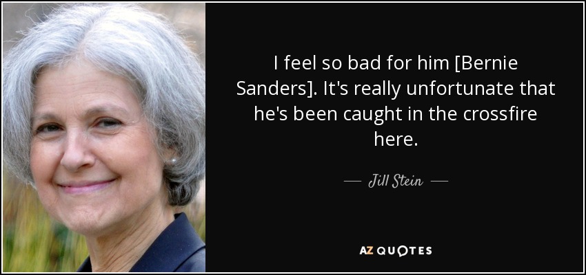 I feel so bad for him [Bernie Sanders]. It's really unfortunate that he's been caught in the crossfire here. - Jill Stein