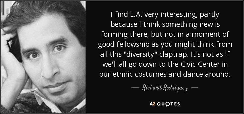 I find L.A. very interesting, partly because I think something new is forming there, but not in a moment of good fellowship as you might think from all this 