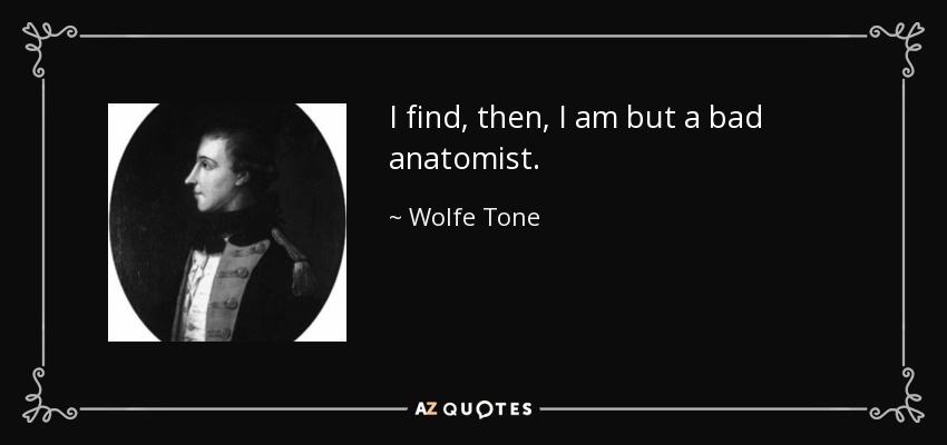 I find, then, I am but a bad anatomist. - Wolfe Tone