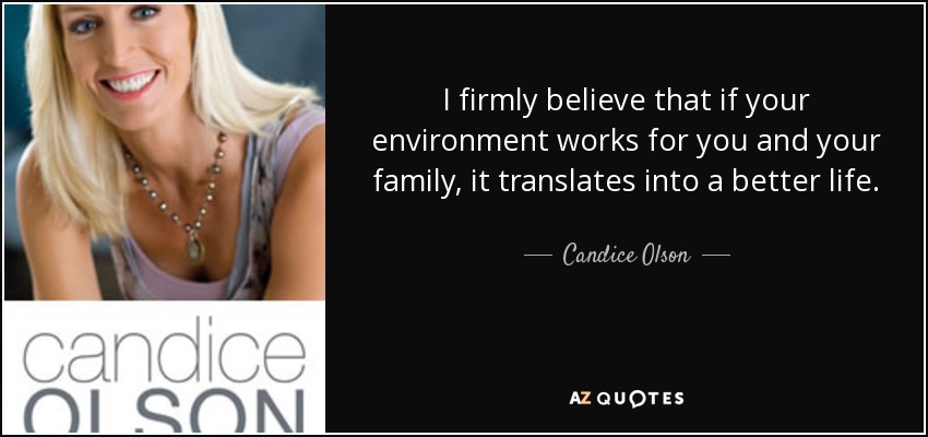 I firmly believe that if your environment works for you and your family, it translates into a better life. - Candice Olson