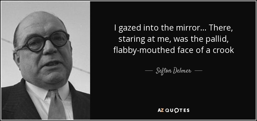 I gazed into the mirror... There, staring at me, was the pallid, flabby-mouthed face of a crook - Sefton Delmer
