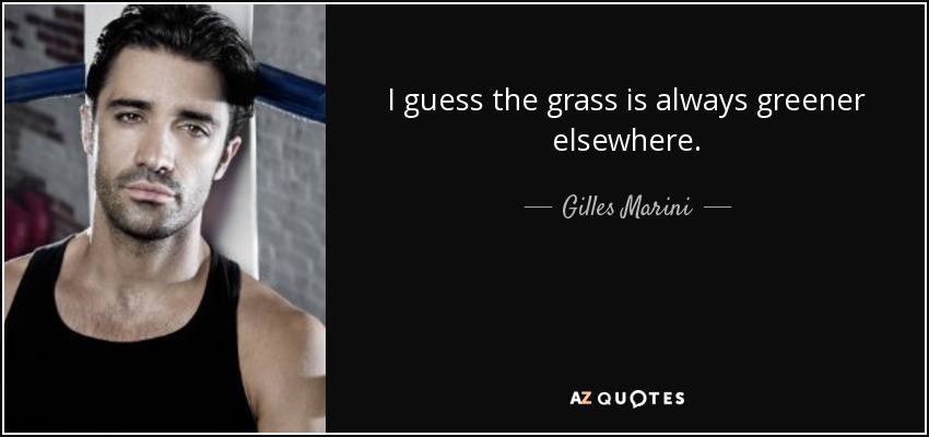 I guess the grass is always greener elsewhere. - Gilles Marini