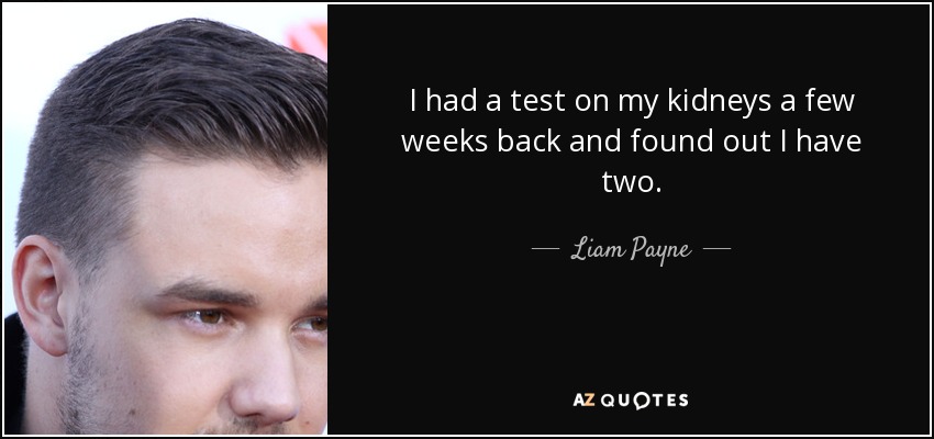 I had a test on my kidneys a few weeks back and found out I have two. - Liam Payne