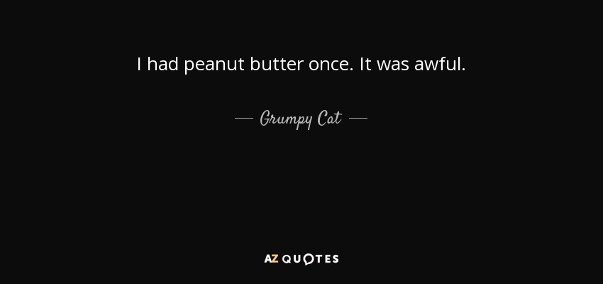 I had peanut butter once. It was awful. - Grumpy Cat