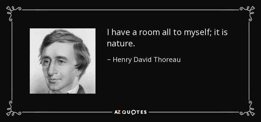 I have a room all to myself; it is nature. - Henry David Thoreau
